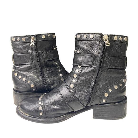 Sam Edelman Studded Buckle Leather Boots Punk Gothic Rocker Womens Size 8.5 - Picture 10 of 16